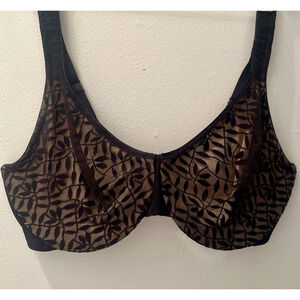 Olga 35519 Lace Sheer Leaves Underwire Minimizer Bra Size 42D